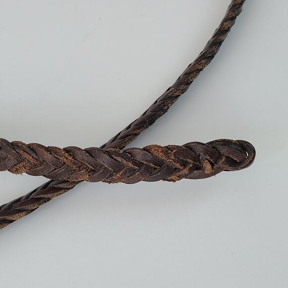 Unlabeled brown leather 1.5 braided belt size L/L good used condition - Picture 5 of 8